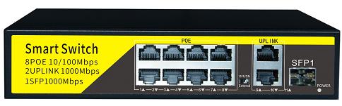 фото POE-803G-1 Коммутатор PoE 8+2 гигабитных порта +1 SFP, металлический корпус 