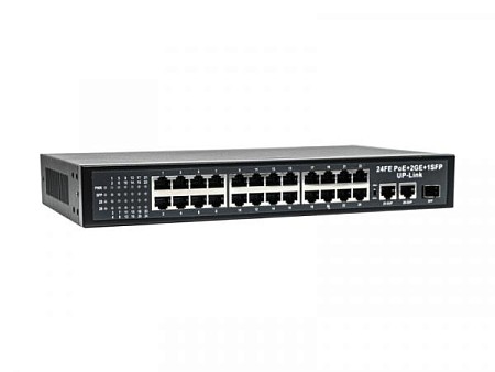 Optimus EL S-27/24PA_V.1 Коммутатор 24 порта 10/100 Мбит/с RJ-45 PoE; 2 порта 10/100/1000 Мбит/с