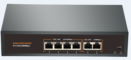 POE-42E коммутатор PoE 4+2 порта, металлический корпус
